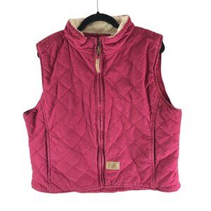 C.E. Schmidt Womens Quilted Vest Red Cotton Canvas Shell Faux Sherpa Lining XL